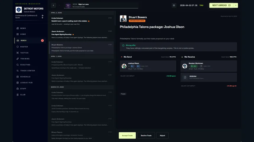 Скриншот 2 к игре Gridiron Manager 2026