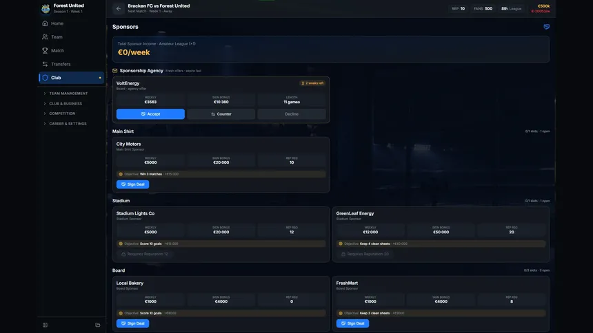 Скриншот 3 к игре Goalcrest: Club Management Tycoon