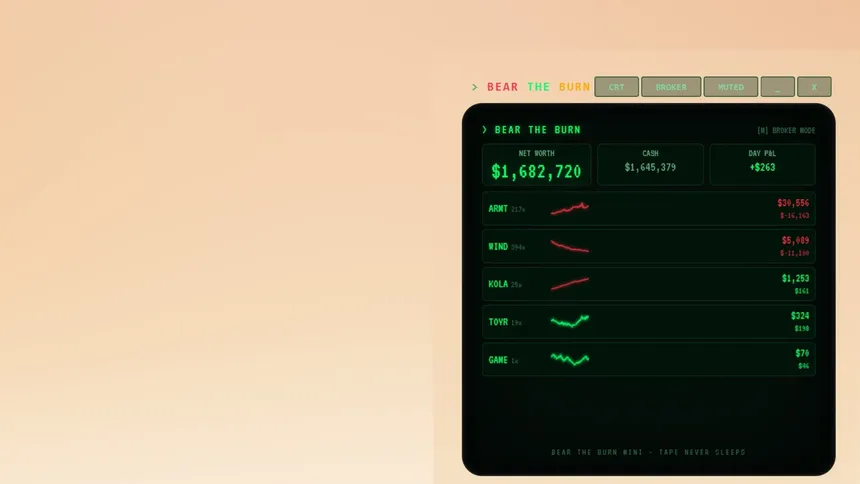 Скриншот 1 к игре BEAR THE BURN: A Stock Market Deckbuilder