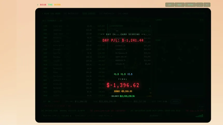Скриншот 3 к игре BEAR THE BURN: A Stock Market Deckbuilder