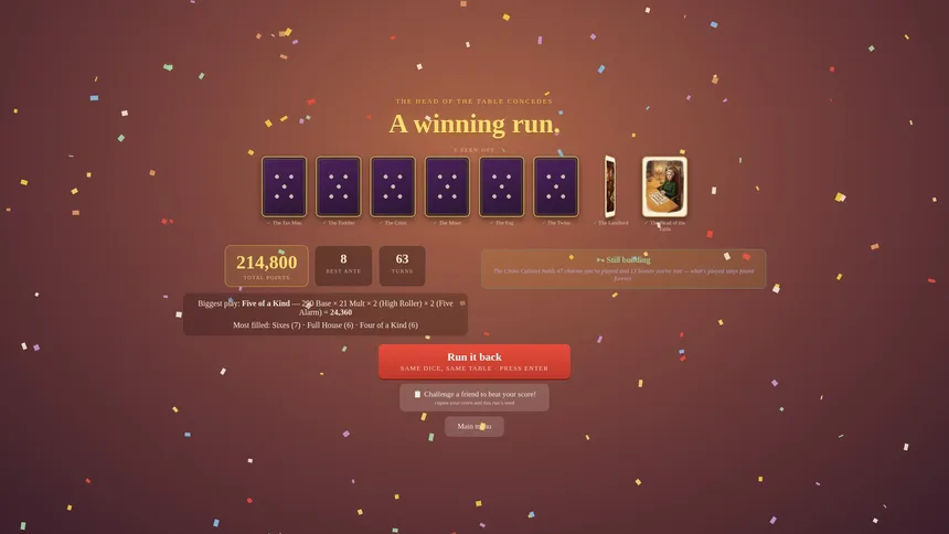 Скриншот 1 к игре Tumble: A Cozy Dice Roguelite