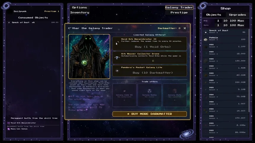 Скриншот 2 к игре VOID CLICKER: Infinite Prestige
