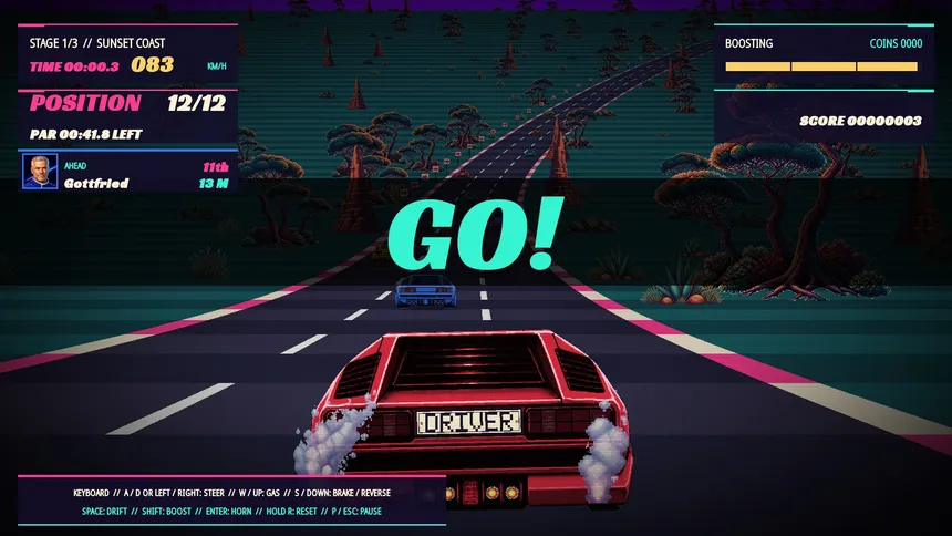 Скриншот 1 к игре Ridiculous Racing: Retro Arcade Racer
