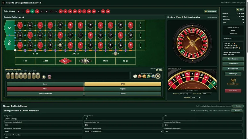 Скриншот 1 к игре Roulette Strategy Research Lab