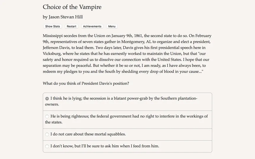 Скриншот 1 к игре Choice of the Vampire