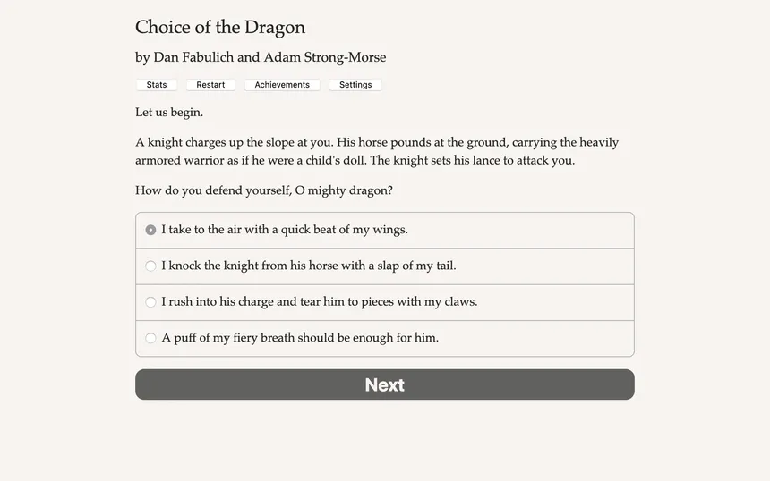 Скриншот 1 к игре Choice of the Dragon