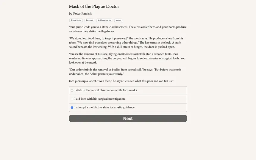 Скриншот 1 к игре Mask of the Plague Doctor