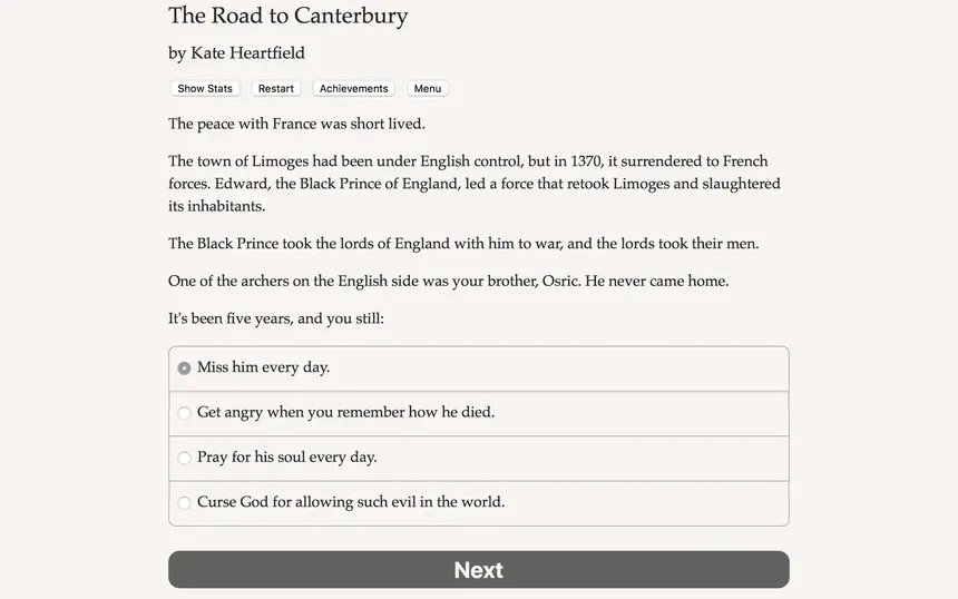 Скриншот 1 к игре The Road to Canterbury