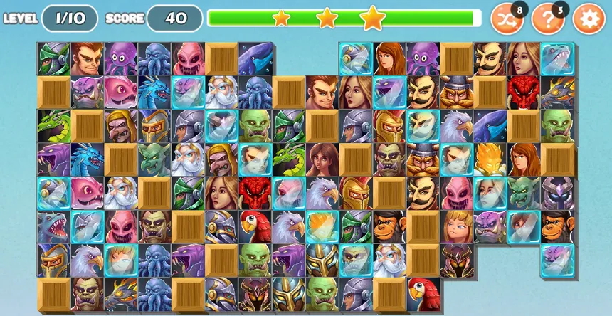 Скриншот 3 к игре Monsters and Warriors - Onet Match Connect