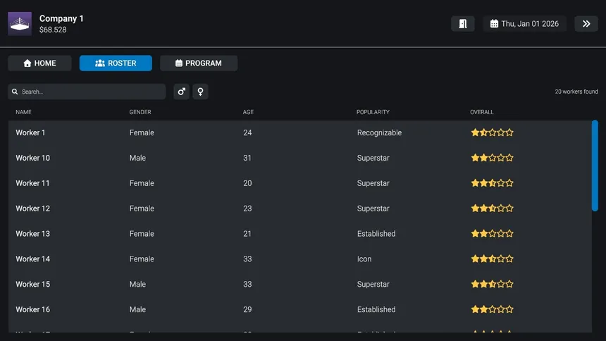 Скриншот 2 к игре Pro Wrestling Manager