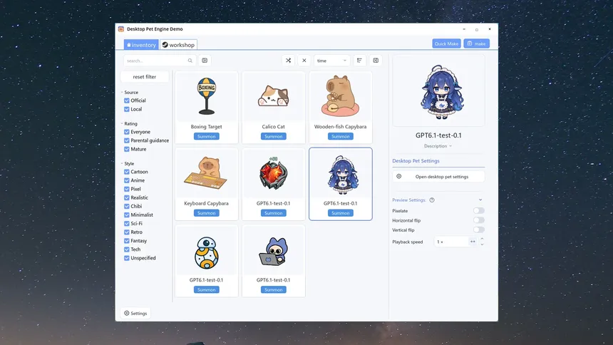 Скриншот 1 к игре Desktop Pet Engine