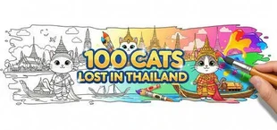 100 Cats Lost in Thailand Find & Color