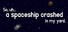 So, uh... a spaceship crashed in my yard.